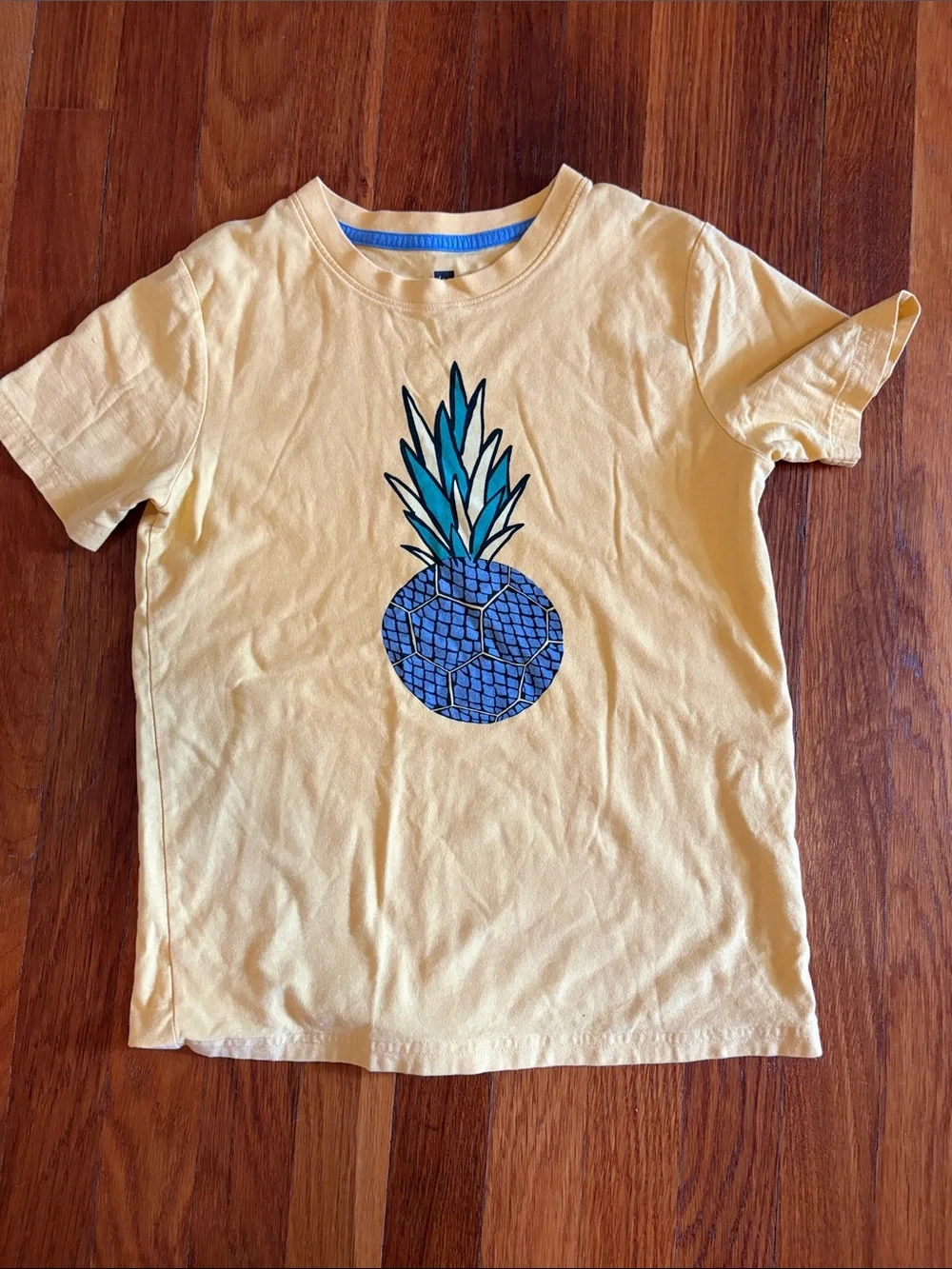 Tea Collection Yellow Tee with Blue Pineapple Graphic